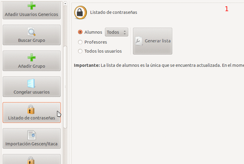 Secuencia de pasos para obtener el listado de contraseñas de un grupo de alumnos